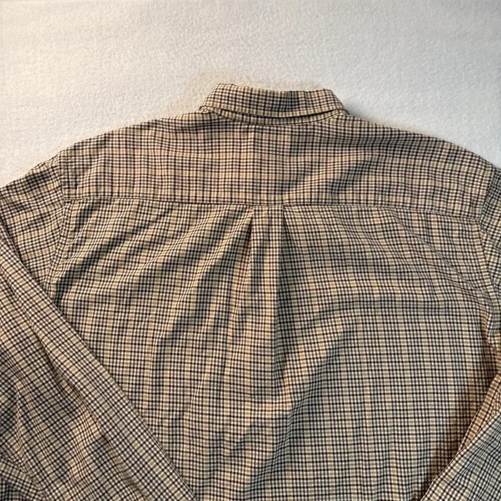 LL Bean Shirt XL‎ Tall XLT Maroon Check Long Sleeve Button Down Cotton Pocket